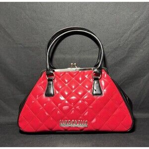 Lux De Ville Purse Red / Black Kiss Lock Shiny Old Hollywood Glam Y2K